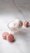 Lychee Sorbet with Raspberry & French Rose Macarons