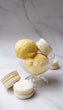 Mango & Yuzu Sorbet with Yuzu White Chocolate Macarons